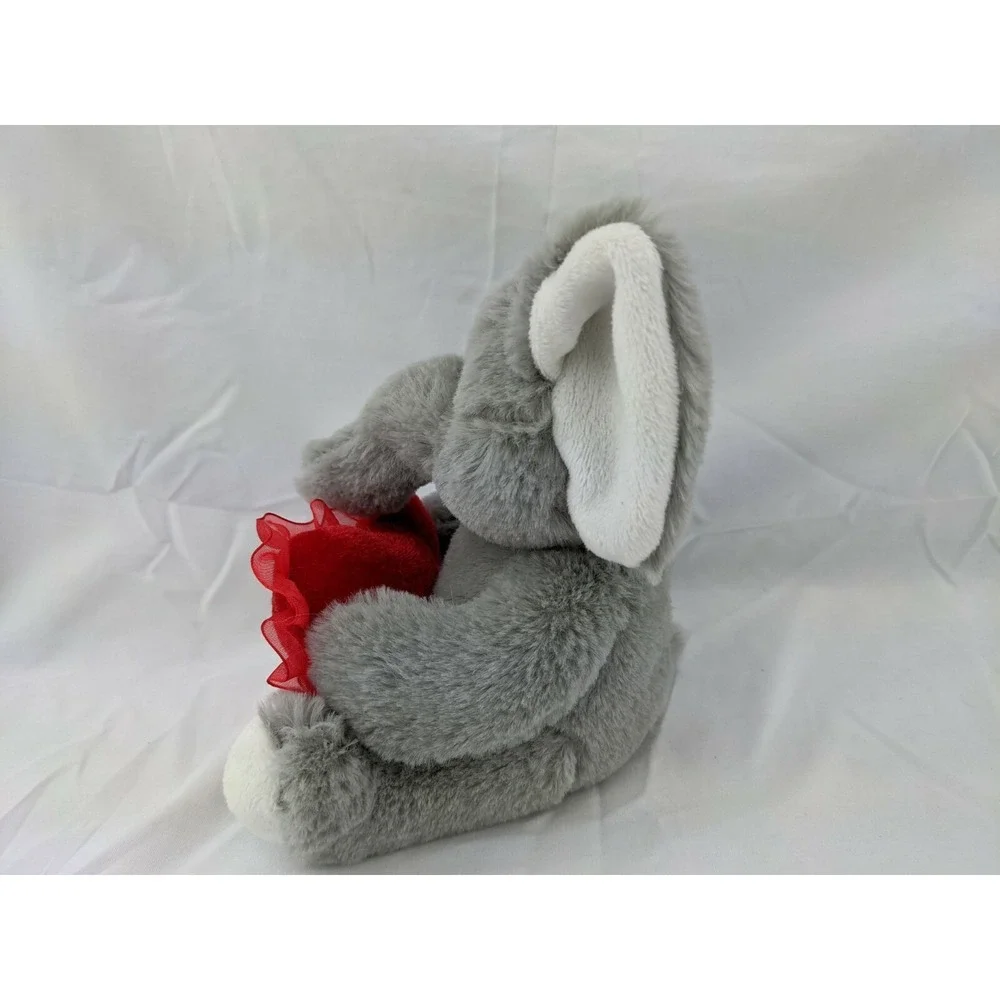 Gray Elephant Plush 7 Inch Jungle‎ Love Heart Pillow Red Inter-American Products